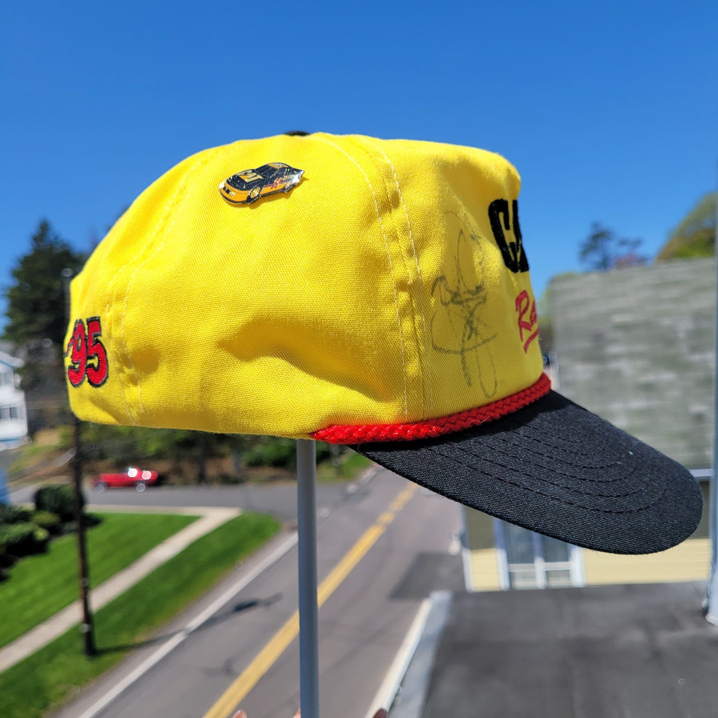 Vintage David Green 95 Autographed Nascar Snapback Hat with Pin